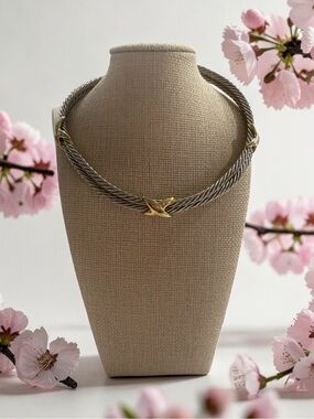 Two Tone Cable Choker Necklace